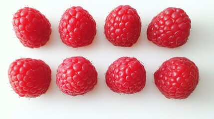 Fresh Raspberries Arranged on White Surface (2)