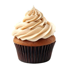 Delicious Coffee Cupcake with Creamy Swirled Frosting Delight isolated on transparent