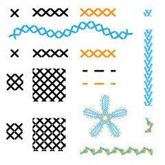 Vector Embroidery Brush Set – Cross-Stitch, Beads & Sequins