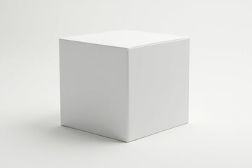 Minimalist mockup of a blank white cube box