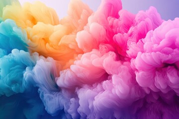 Obraz premium Abstract colorful smoke plumes collide and mix with gentle gradients. Use for eye-catching graphics, backgrounds, or atmospheric effects.