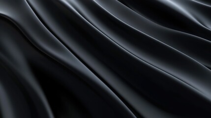 Fototapeta premium abstract background with black silk texture and deep folds, luxurious and elegant design, smooth surface, glossy finish, dramatic and sophisticated look stock minimalistic photo