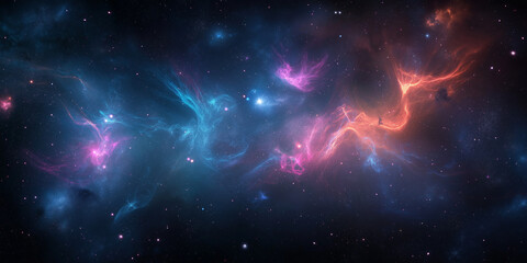 Fototapeta premium Epic Cosmic Landscape | Vibrant Space Scene with Planets, Nebula, and Alien Horizon