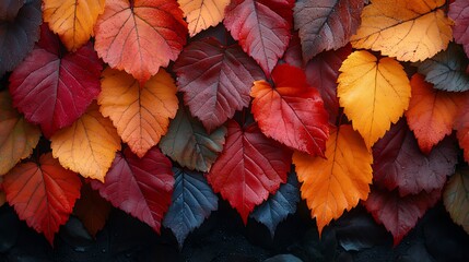 Autumnal LeVibrant Autumn Leaves: Fiery Red, Orange, and Yellow Maple Leaves Against a Dark Background for Fall Photography and Seasonal Design Inspirationaf Tapestry