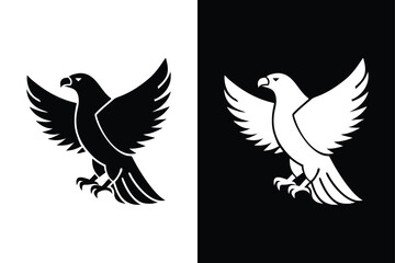 Silhouette of a flying dove and eagle symbolizing peace and freedom