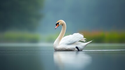 Fototapeta premium Majestic swan on tranquil water