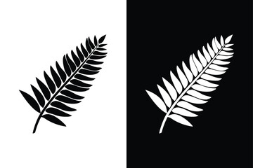 Stylized Fern Leaf Vector. Isolated Black & White Illustration © Nezamur