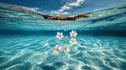 Underwater blossoms, azure depths