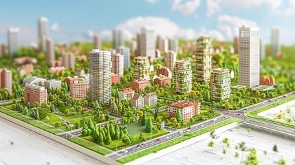 Obraz premium Cityscape model, green buildings