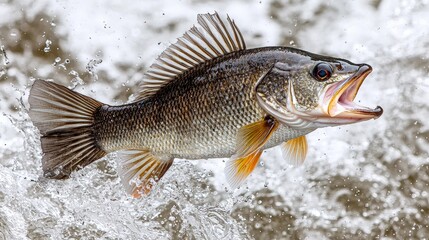 Fototapeta premium Striking Fish Leaping from Water: A Dynamic Wildlife Capture