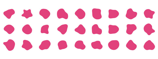 Organic colorful blob shapes. Round abstract organic shape collection. Pebble, drops and stone silhouettes. Random abstract liquid organic irregular blotch shapes.