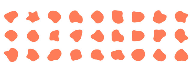 Organic colorful blob shapes. Round abstract organic shape collection. Pebble, drops and stone silhouettes. Random abstract liquid organic irregular blotch shapes.