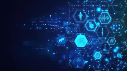 Abstract digital medical icons, global health technology