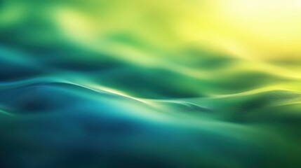 Vibrant abstract blend of green, blue, and yellow creates a captivating depth and dynamic movement. A unique visual experience