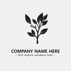 Plant illustration for logo company black and white vector image
