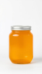 A warm yellow glass jar with white aluminum or polyethylene lids illustration