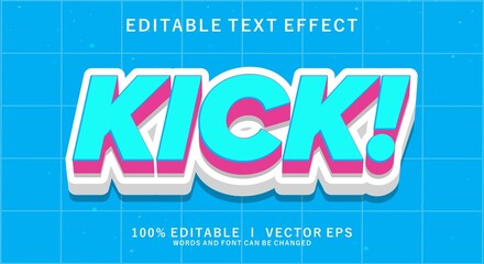 kick vector text effect with modern style design