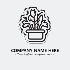 Plant illustration for logo company black and white vector image
