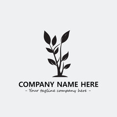 Plant illustration for logo company black and white vector image
