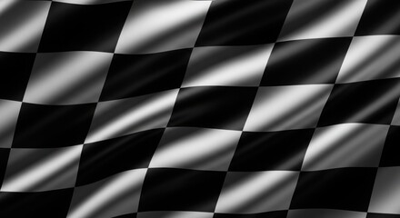 Obraz premium A checkered flag waving in the wind with a black and white pattern in a grayscale image style effect