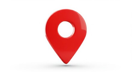 A single red location pin with a white background indicating a specific place or destination point