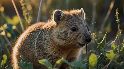 Fototapeta premium A close-up of a small, furry animal in a natural setting, showcasing its features and habitat.