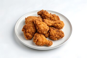 Plate of fried chicken wings on white background