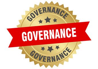 governance. governance round red and gold label isolated on transparent background
