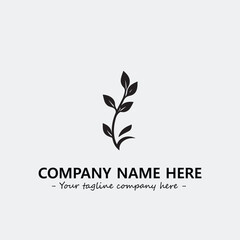 Plant illustration for logo company black and white vector image
