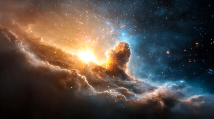 Fototapeta premium Galactic phenomenon showcasing colorful stars and nebulae deep space digital art cosmic environment wide-angle view celestial beauty