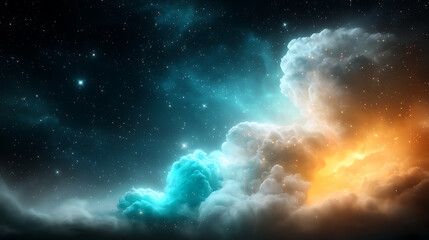 Dreamy space nebula exploration cosmic background digital art starry environment ethereal viewpoint imagination and wonder