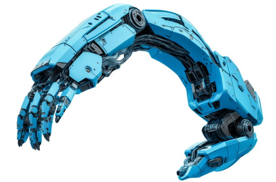 Future technology mechanical arm robot, transparent background PNG format