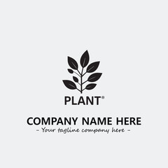 Plant illustration for logo company black and white vector image

