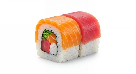 Delicious Sushi Roll with Salmon and Tuna