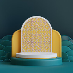 Minimalist product showcase with arched background.