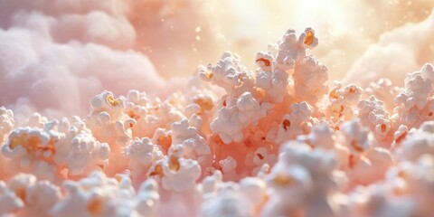 Delicious popcorn clusters illuminated by warm light in a cozy atmosphere