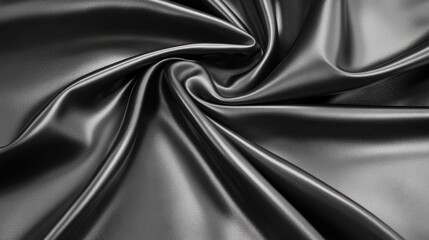 Obraz premium Sleek black satin shimmers with a luxurious, glossy sheen. Elegant texture and captivating reflections create a sophisticated feel