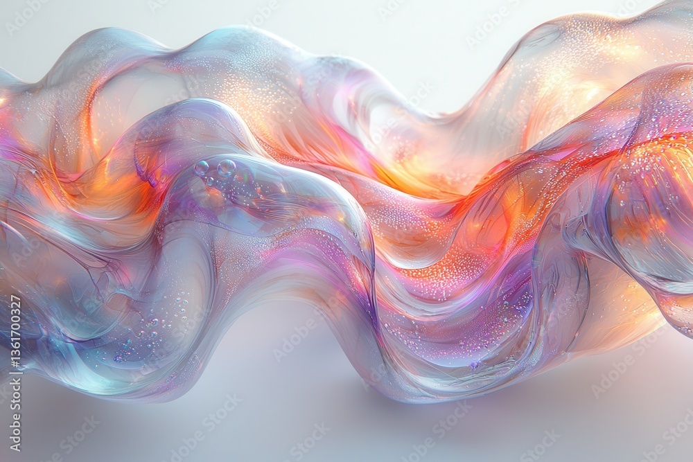 Poster colorful abstract wave design showcases vibrant shades and fluid shapes in a modern artistic composi