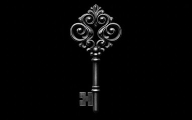 Intricate black key with decorative design showcasing fine craftsmanship and elegance
