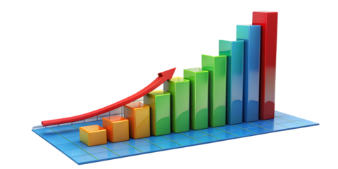 business graph isolated on transparent white background PNG. GENERATIVE AI