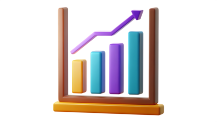 business graph isolated on transparent white background PNG. GENERATIVE AI