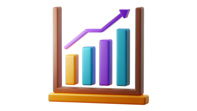 business graph isolated on transparent white background PNG. GENERATIVE AI