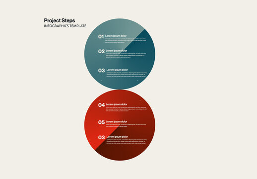 Project Steps Infographic Template with two 3D Circles