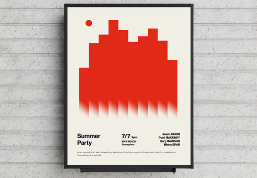 Summer Party Poster Template with Urban Skyline for Clubbing