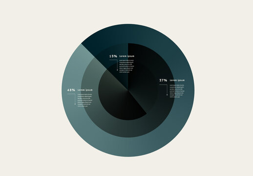 3D Pie Chart Dark Blue Infographics Template