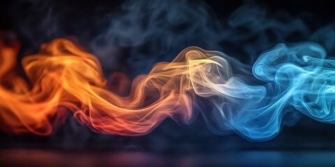 Abstract image showing vibrant orange and blue wisps of smoke