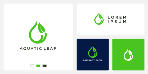 Aquatic leaf logo design template
