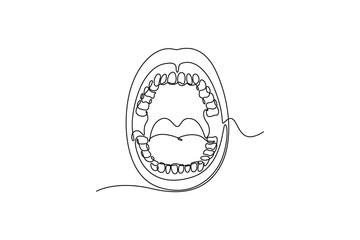 Mouth. parts of the body concept. Single line draw design. Vector graphic illustration