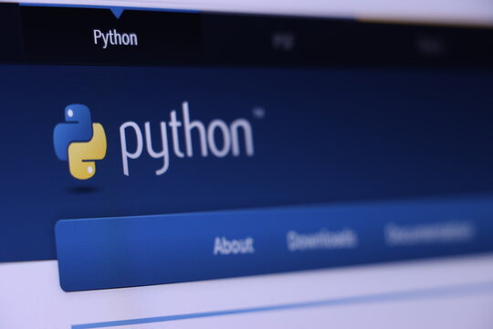 Python programming language website interface with navigation menu