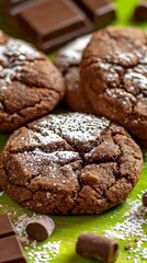 Fototapeta premium Delicious Chocolate Cookies with Powdered Sugar